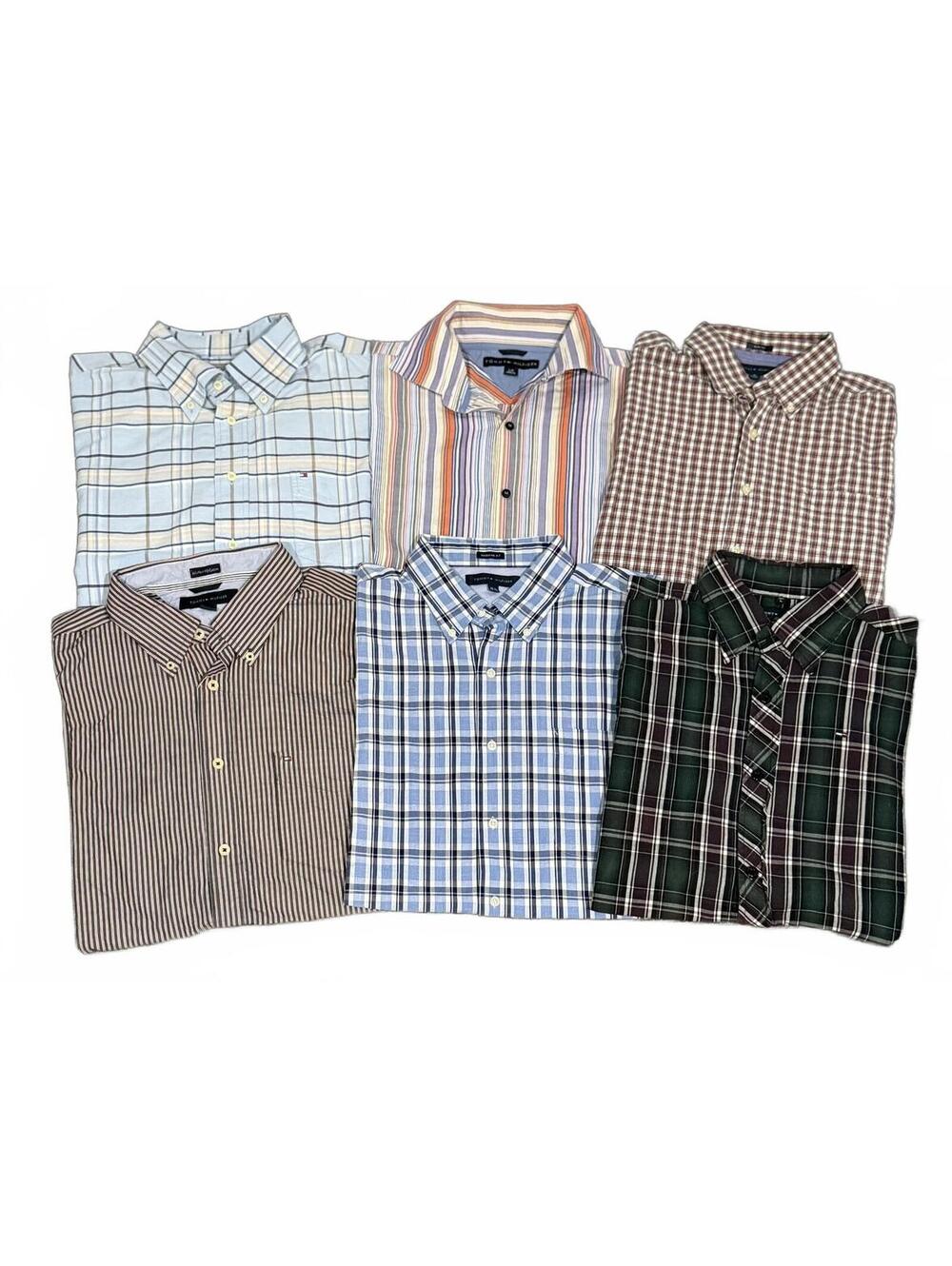 Bundle 6 Men’s Large Tommy Hilfiger Long Sleeve Button Down Dress Casual Shirts